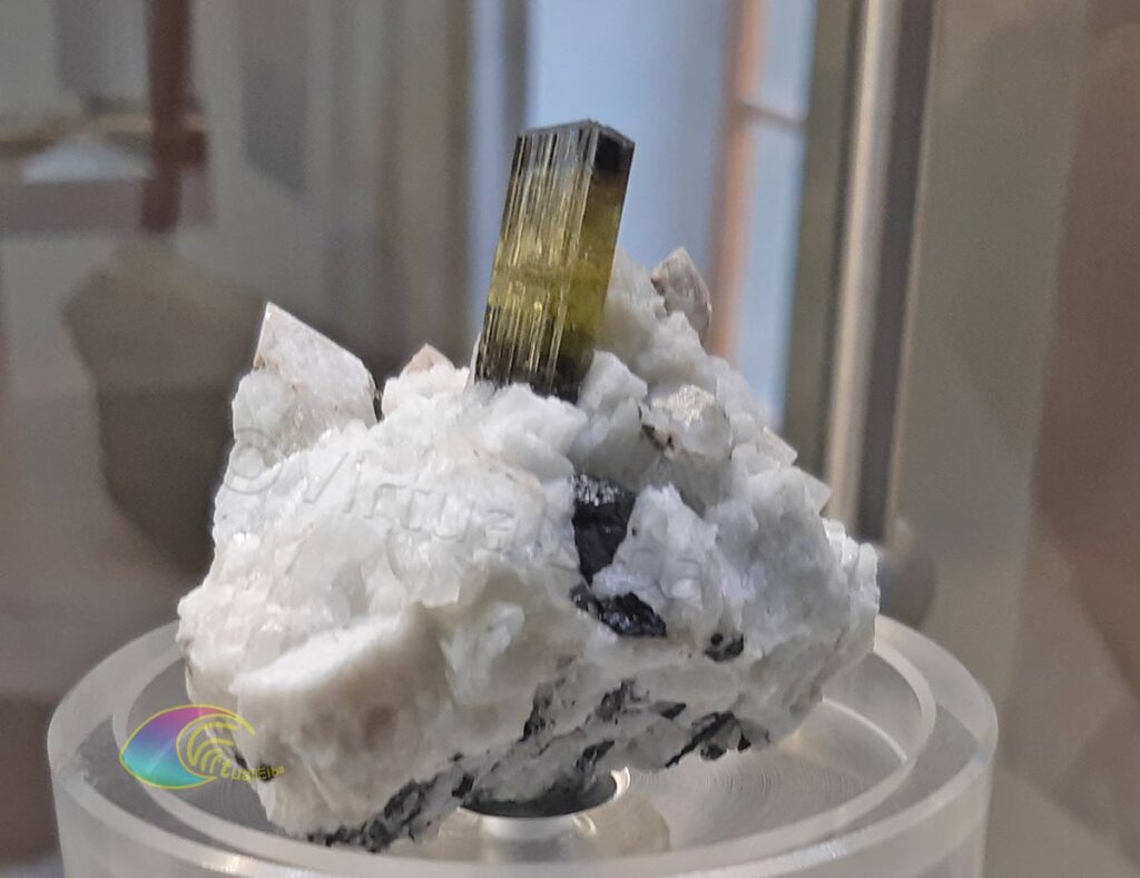 Toermalijn prismatisch "donkerbruin" kristal mineraal van het eiland Elba