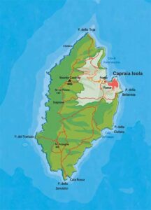 Kaart van Capraia-eiland